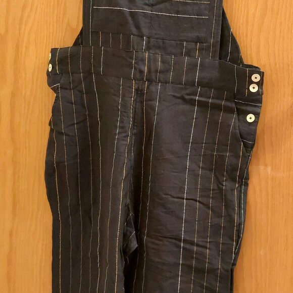 LIZ ALIG Handwoven Cotton Overalls in Dark Navy - Picture 2 of 13